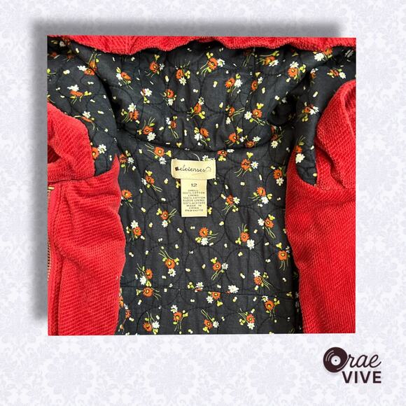 Anthropologie Elevenses Red Corduroy Hooded Swing Jacket – Women’s Size 12 - Picture 4 of 4